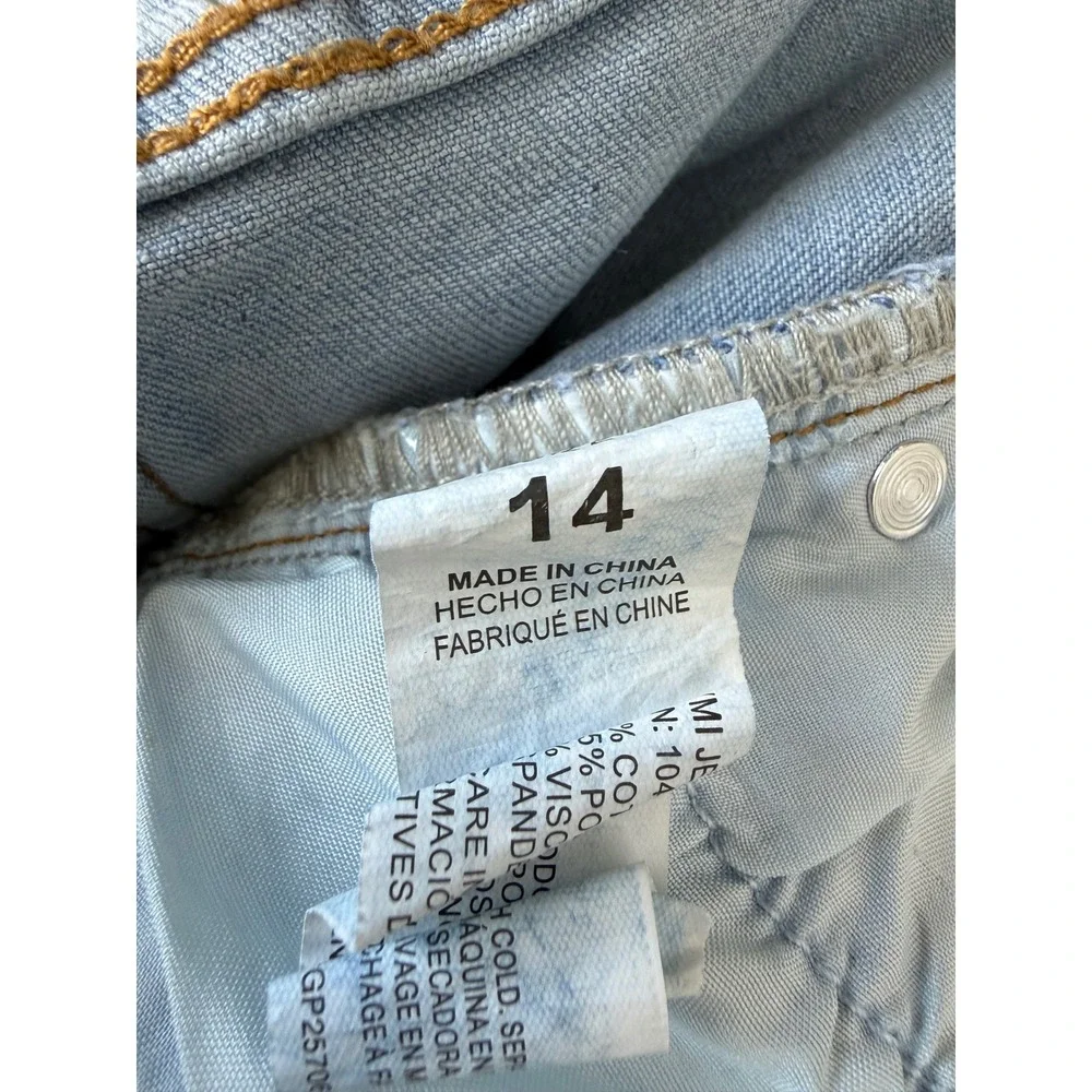 YMI Girl Kids Light Wash Distressed Wide Leg‎ Denim Jeans Blue Size 14